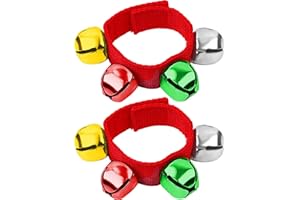 Augshy 2 Packs Christmas Wrist Bells, Red Wrist Band Jingle Bells Bracelets with Red Green Gold Silver Bells Adjustable Hand Ankle Bells Musical Instruments for Christmas Gifts Party Favors
