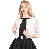 BlackButterfly Cropped 3/4 Lace Sleeve Open Bolero Evening Blouse