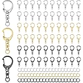 60Pcs Lobster Claw Clasps Keychain Kit, Swivel Clasp Lanyard Snap Hook Key Chain Clip with Swivel Snap Hooks Keychain Clasps Bulk for Jewelry Making Key Rings DIY Crafts(Silver,Gold，Black)
