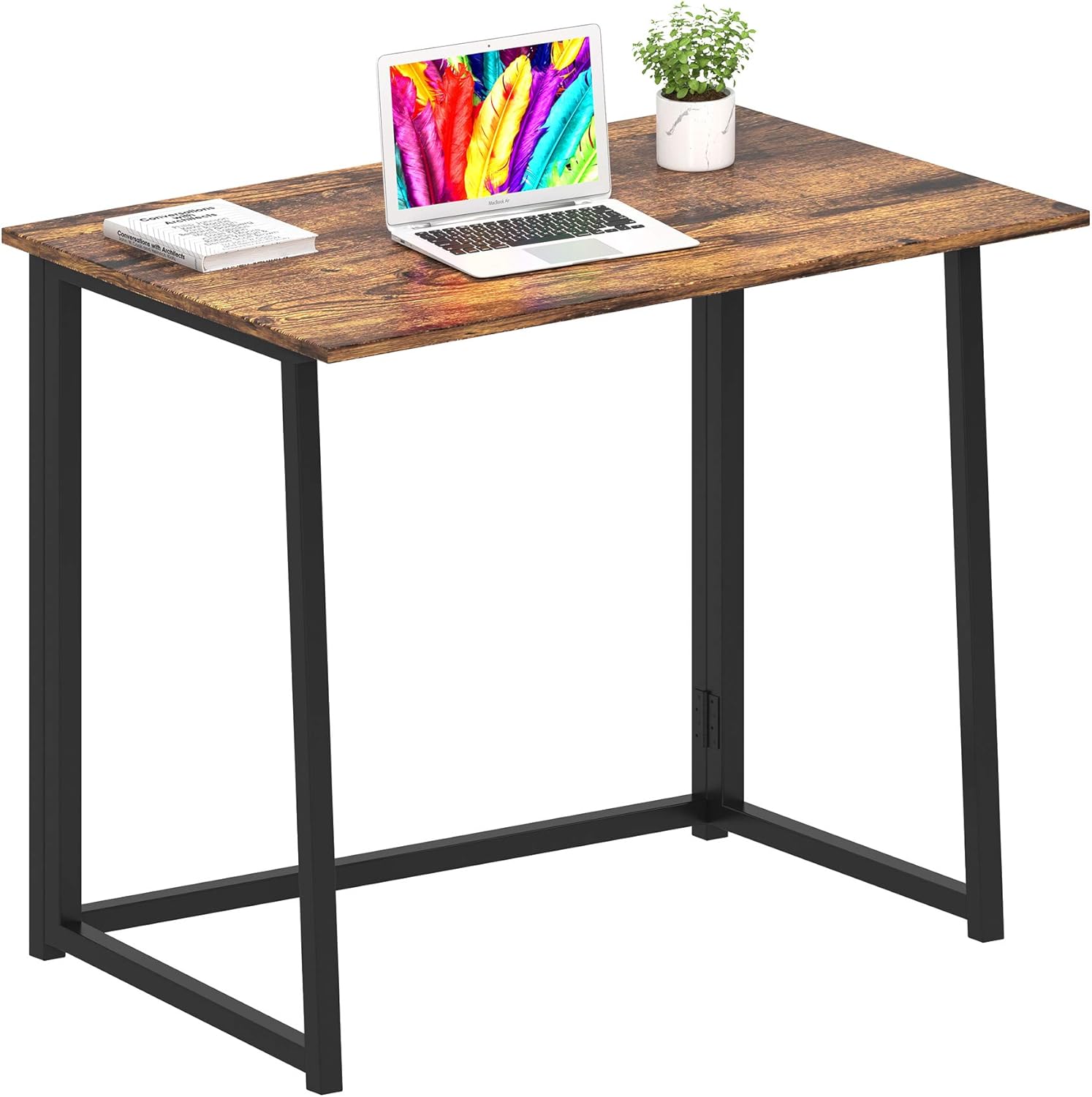GHQME Folding Desk,Laptop Desk Home Office Desk Study Writing Desk No-Assembly Small Space (Fire Board): Kitchen & Dining