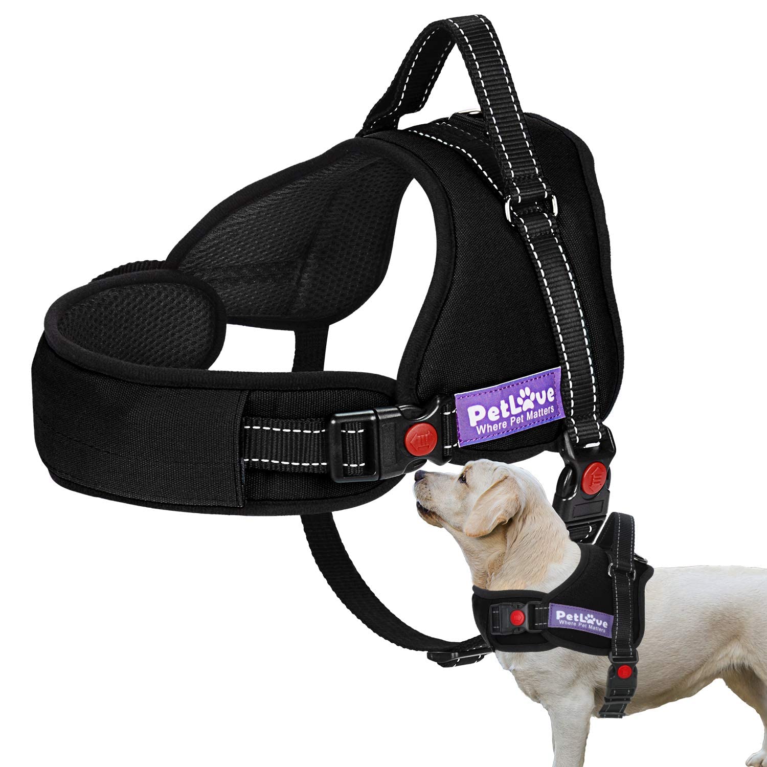 PETLOFT Dog Harness, Adjustable Soft Leash Padded No Pull Dog Harness for Small Medium Large Dogs, Black โ image 1
