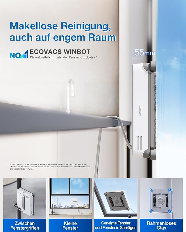WINBOT Mini 2 Fensterputzroboter mit Eckbürsten