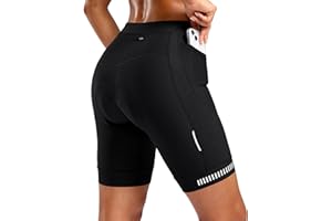 Bikewa Women's 4D Padded Bike Shorts with Zipper Pockets Gel Road Cycling Biking Biker Shorts for Bicycle Riding