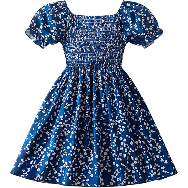 Amazon.com: Maoluo Vintage Girls Elegant Summer Navy Smocked