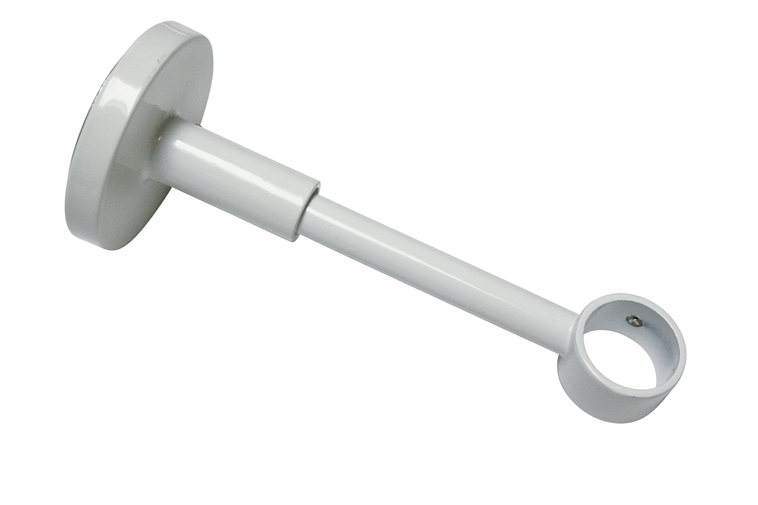 Gardinia Bracket with Mounting Plate for Curtain Rods, 1-Rod Holder, Closed, Mounting Kit Included, Chicago Series, 20 mm Diameter, White