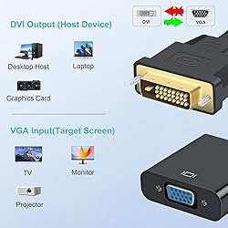 Aolcev DVI to VGA Adapter DVI-D 24+1 & DVI-I 24+5