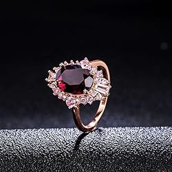 LAZLUVU Rose Gold Ruby Engagement Ring Flower