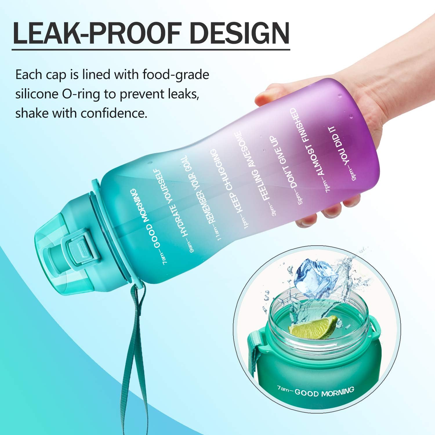 Fidus Large Half Gallon/64oz Motivational Water Bottle with Time Marker & Straw, Leakproof Tritan BPA Free Water Jug, Ensure You Drink Enough Water Daily for Fitness, Gym and Outdoor Sports : Sports & Outdoors