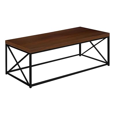 Monarch Brown Wood-Look Finish Black Metal Accent Coffee Table