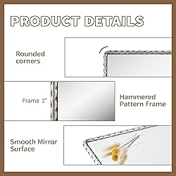 CAVINHOME Rectangle Bathroom Mirror with Rounded