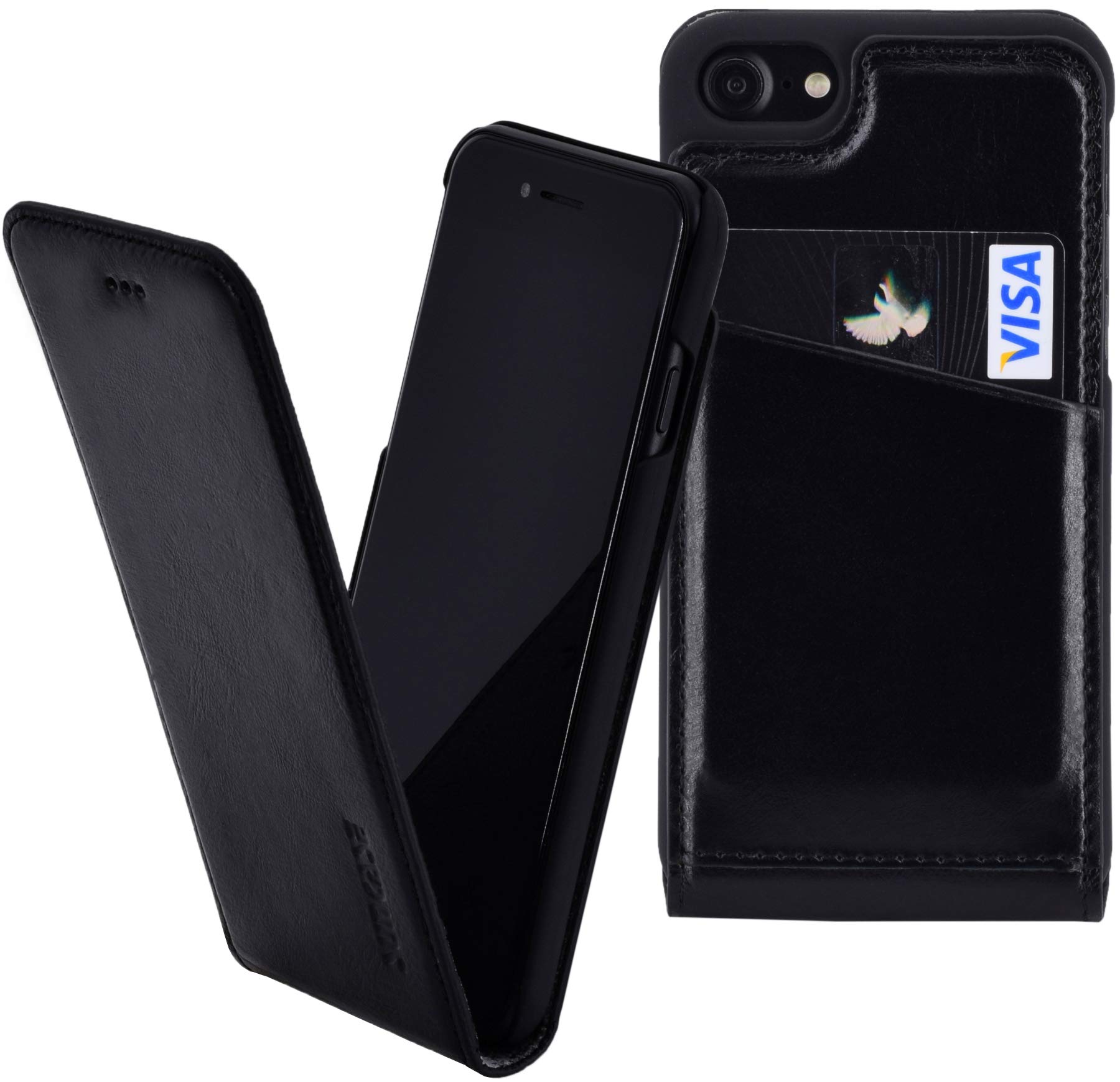 Suncase ® iPhone 8 | Original Flip Case Leather Case Protective Cover (Ultra Slim)