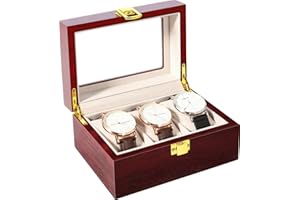 Uten 3 Slots Watch Box Storage Case Organizer Jewellery Display Wooden for Men Women