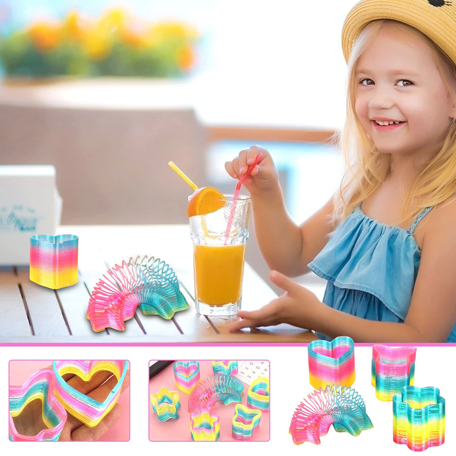 Liberty Imports 24 PCS Mini Rainbow Magic Springs Multi-shape Assortment in Bulk for Birthday Party Favors, Prize, Goodie Bag Fillers (2 Inches)