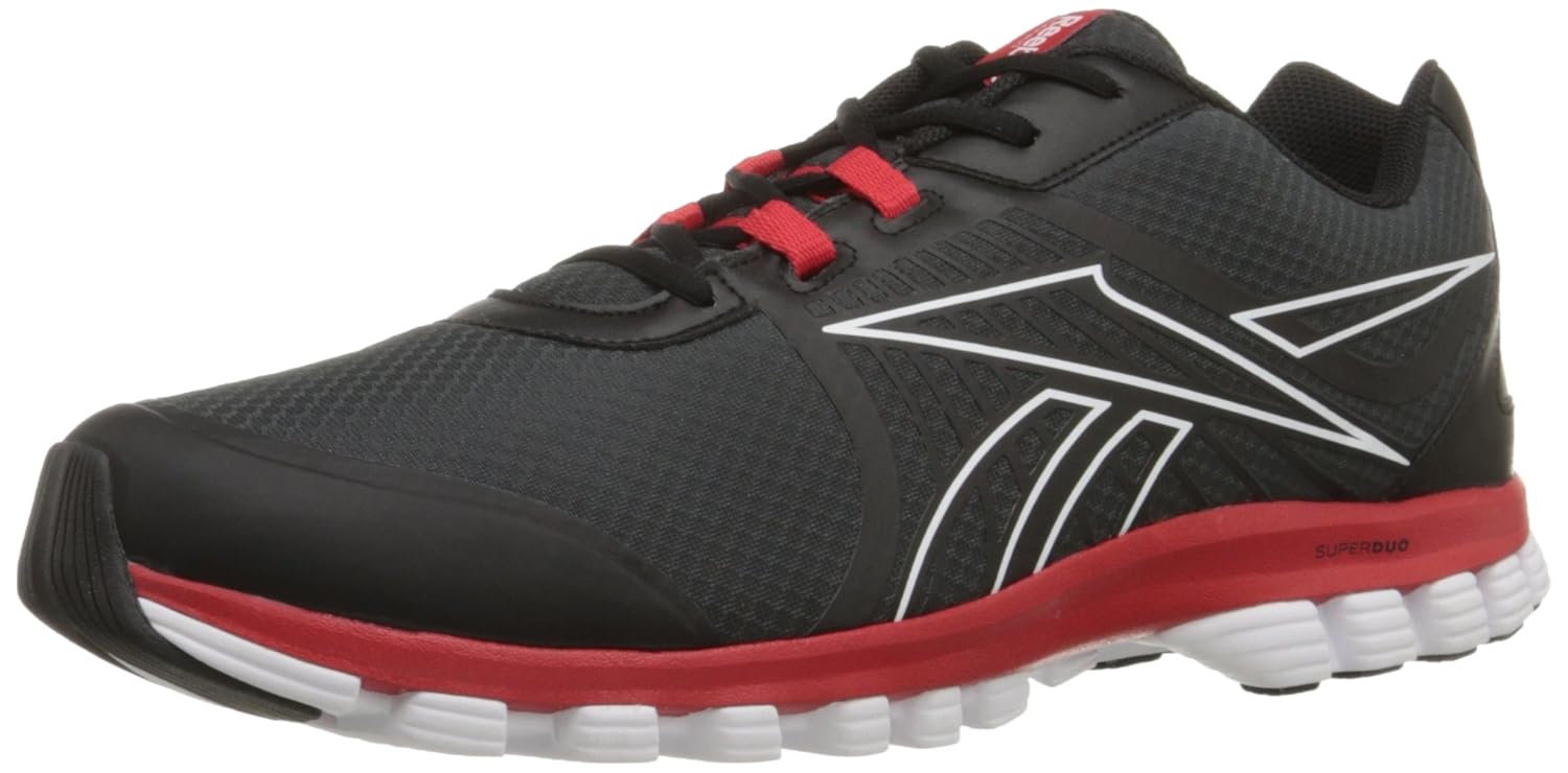 Reebok Men s Super Duo Speed Running Shoe Gravel Black White Red Rush 7