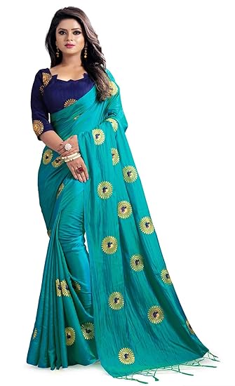 Womens Silk Saree With Unstitched Blouse Piece