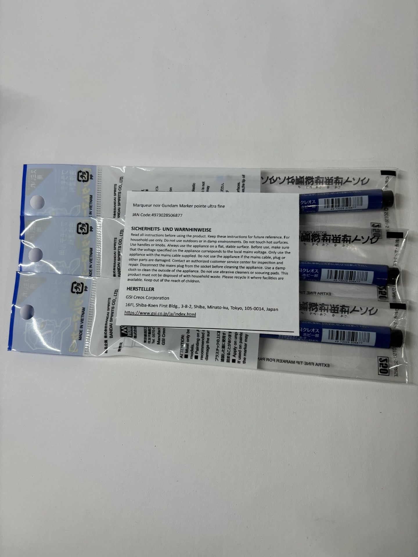 [Set of 3] Gundam Marker Sumi-ire Black Ultra Fine Type GM01 GSI Creos