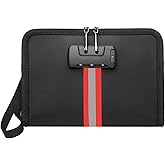 Fireproof Money Bag with Lock,8"×5"×1.1" Fireproof and Waterproof Money Bag with Zipper,Waterproof Cash Storage Pouch, Fire Safe Storage for Passports, Cash, Valuables,Credit Card