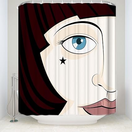Amazoncom Drawing Anime Girl Shower Curtain Set With Hooks