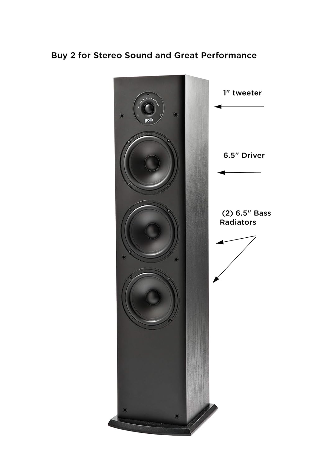 Polk T50 150 Watt Home Theater Floor Standing Tower Speaker Single Premium Sound At A Great Value Dolby And Dts Surround