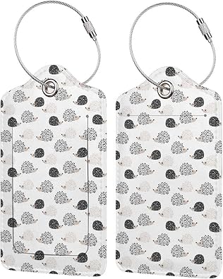 Amazon 荷物タグ スカンジナビアの甘いハリネズミの図 ネームタグ ステンレススチールリング付き 旅行タグ 軽量 防水シール付き スーツケースタグ Puレザー トラベル カバン 装飾 出張 シューズ バッグ