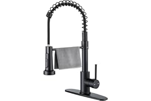 JAFETON Durable Kitchen Faucet with Pull Down Sprayer, 1 Hole or 3 Hole 360° Rotatable Commercial Kitchen Sink Faucets Single Handle Spring Laundry Camper Utility Wet Bar Sinks