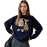 zvyubn Cute Sweater Women's Fall Long Sleeve Crew Neck Pull On Teddy Bear Sweaters Casual Warm Tunic Outfits