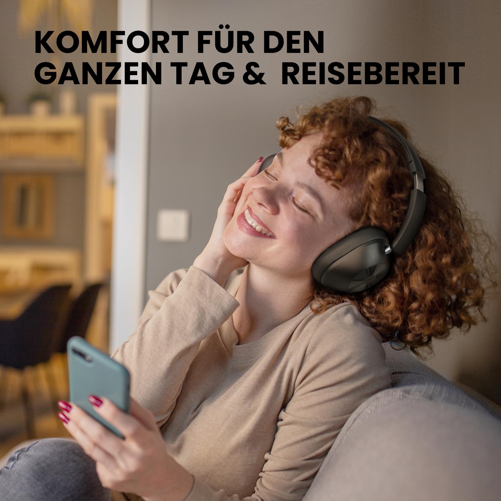 OneOdio A5 Over Ear Kopfhörer Kabellos Bluetooth, Hybrid Aktive Noise Cancelling, Hi-Res LDAC Audio, 75 Std. Akku, Bluetooth 5.4, klare Anrufe, Spielemodus, Schnellladung für PC Reisen Zuhause Büro 8