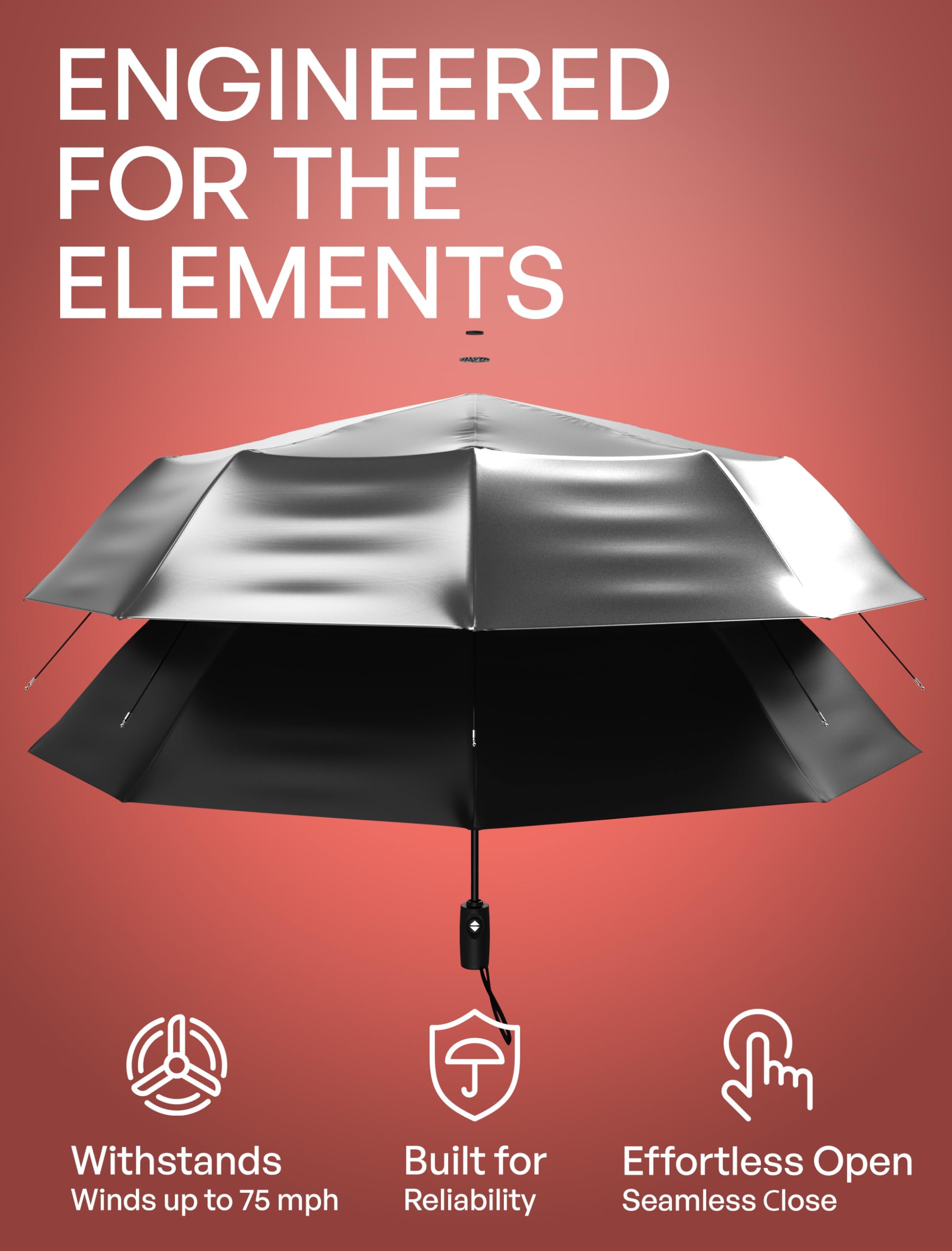 Repel Umbrella - Windproof Travel Umbrellas for Rain - Engineered to Withstand 85MPH Winds, 1lb - Lightweight, Durable, Compact, Waterproof, Auto Open Close, Fiberglass Frame