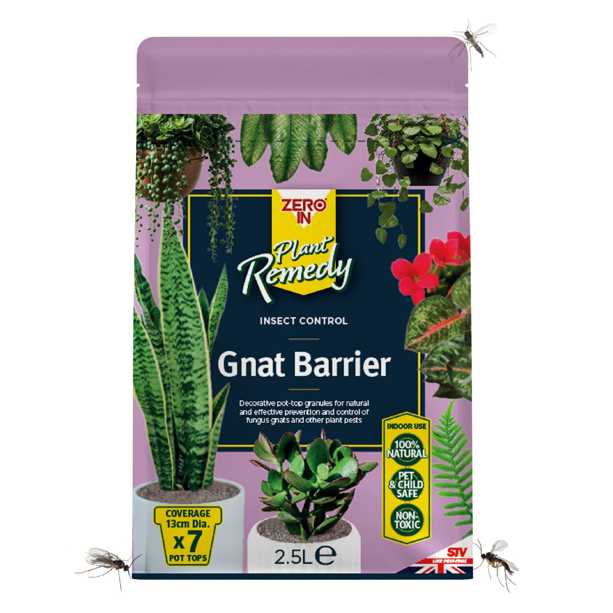 Zero In® Gnat Barrier Granules - 2.5L, Natural, Non-Toxic Natural Fungus Gnat Control for Indoor Houseplants, Insect Control