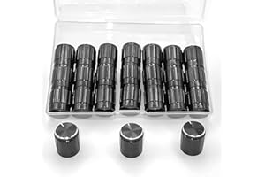 LKELYONEWY 24pcs Shaft Metal Potentiometer Control Knobs 6mm,Black Guitar Pedal Knobs,Dimmer Knob Swicth Replacement,Volume Control Knob Encoder Black,Kelyonewy