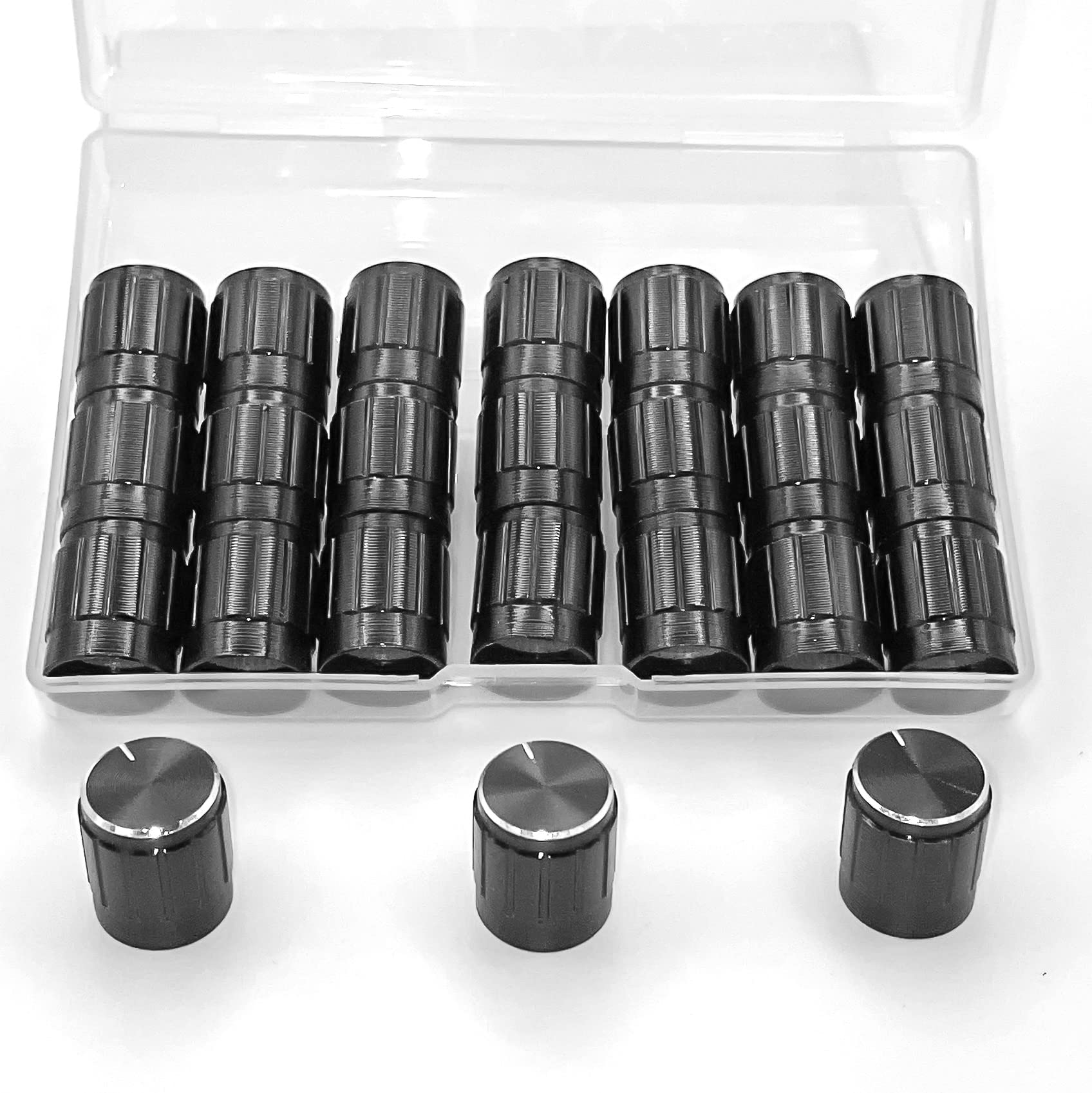 Photo 1 of 24pcs Shaft Metal Potentiometer Control Knobs 6mm,Black Guitar Pedal Knobs,Dimmer Knob Swicth Replacement,Volume Control Knob Encoder Black,Kelyonewy