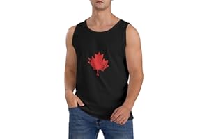Jumsky Men's Canada Flag Tank Top Cotton Maple Leaf Graphic Tee Shirts Black