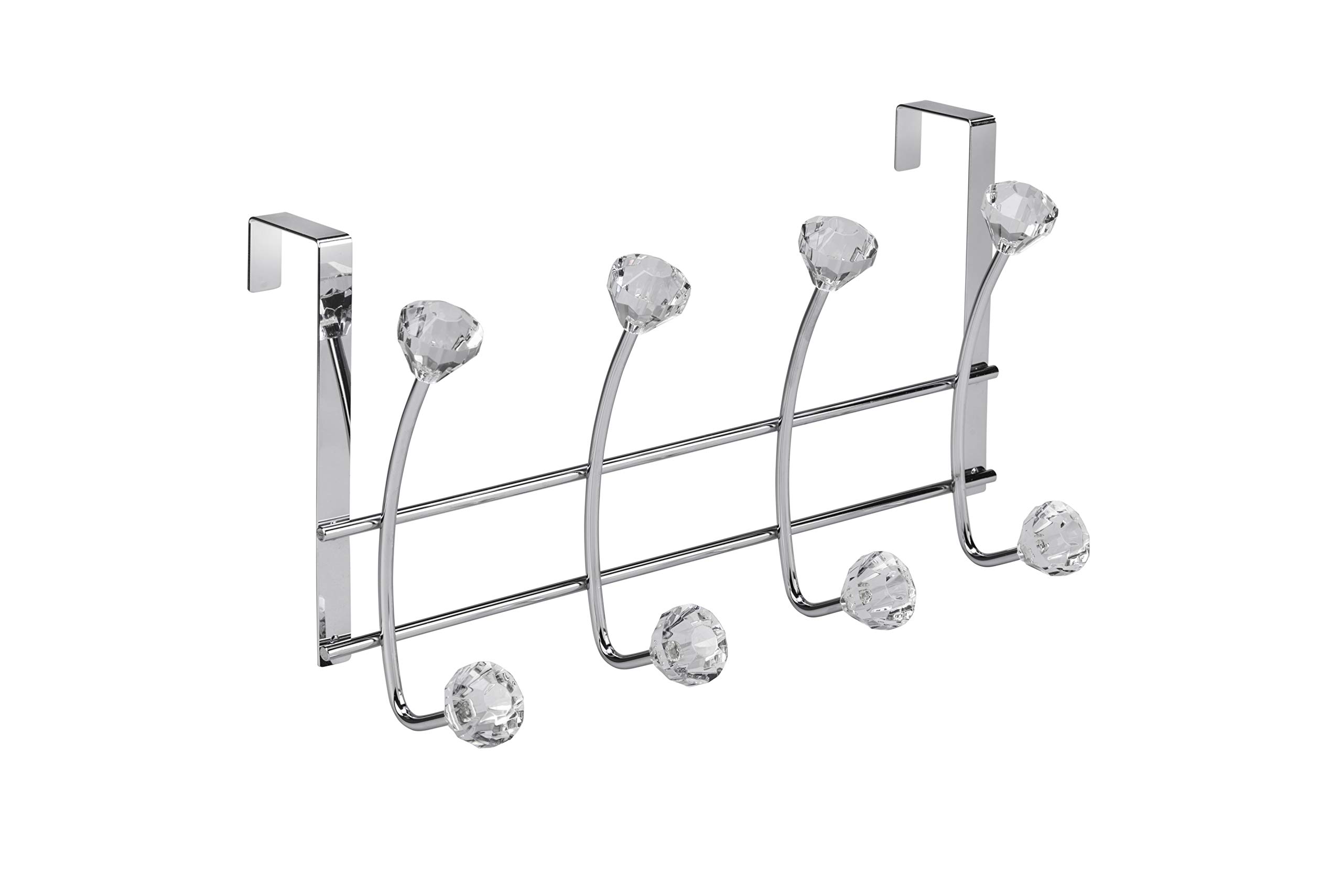 Croydex Jewel Over Door 8 Hook - Durable Chrome Plated Steel and Acrylic Resin, Easy Install Coat Hooks for Door, Stylish Door Hanger, Multi-Functional Door Hook, 5 Year Rust Free, 8kg Max Load — image 1