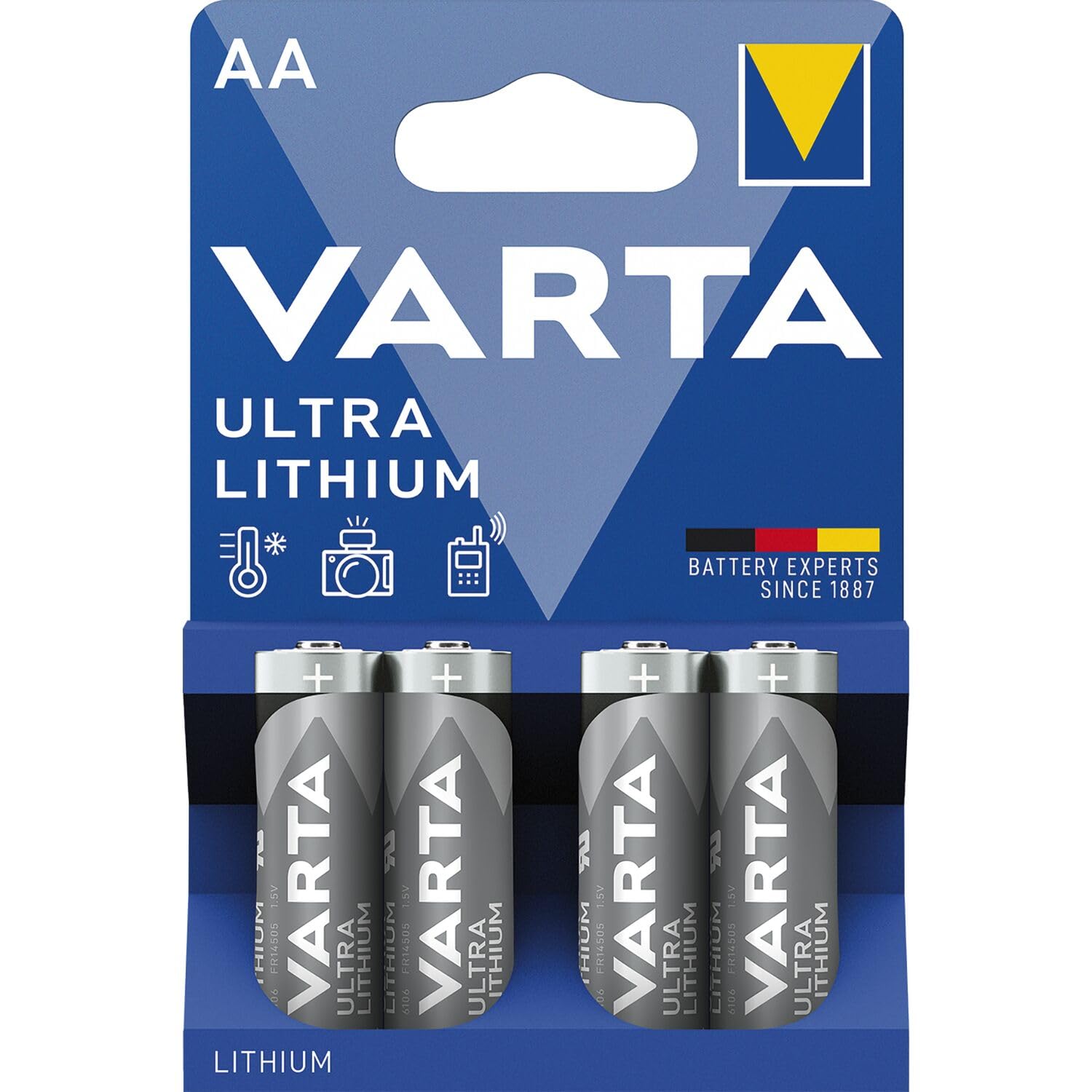 VARTA Lithium AA Mignon LR06 Batteries (4-pack) - ideal for digital cameras, toys, GPS devices, sporting and outdoor applications โ image 1