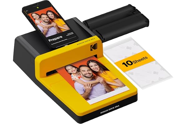 KODAK Dock ERA 4x6 Photo Printer, Smartphone Docking, 4PASS, 10 Sheets | Bluetooth, iPhone & Android Smartphone Compatible, C