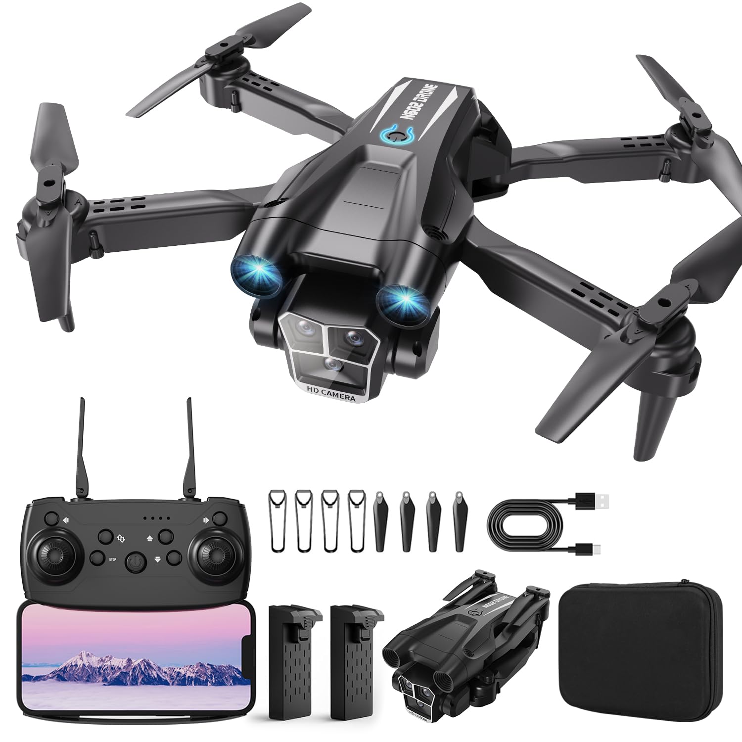 Drone with Camera 1080P HD, Mini Drone for Beginners Kids Adults, RC ...