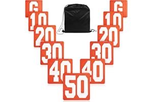 Jecery Set of 11 Football Yard Markers High Visibility Football Field Yard Line Markers Yardage Field Line Marking 12 Inch with Carrying Bag for Sporting Training