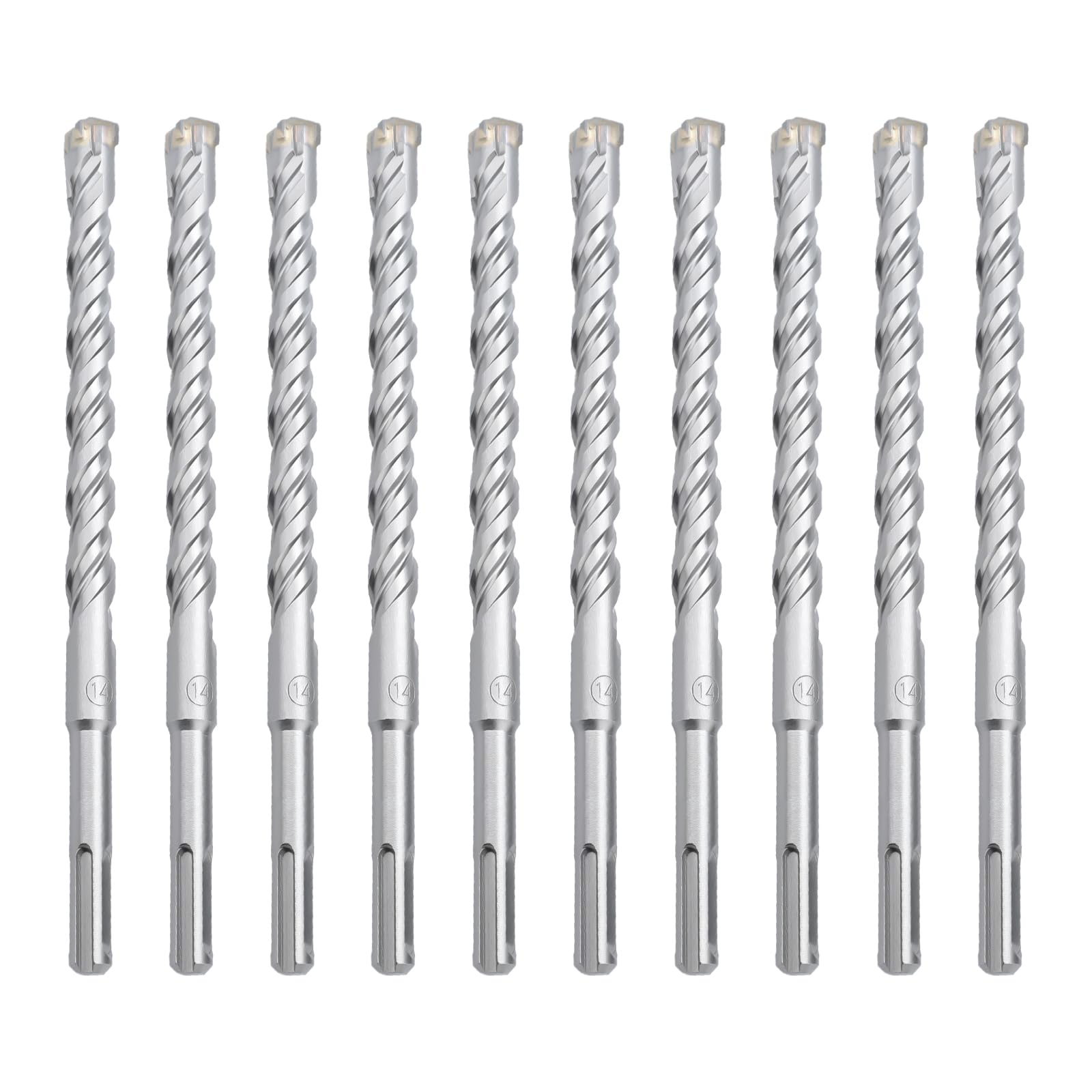 hsawbit 10PCS Masonry Drill Bits Set with SDS Plus Shank, 14mm x 210mm Hammer Drill Masonry Drills Tungsten Carbide Tip for Concrete, Brick, Cement Walls, Stone