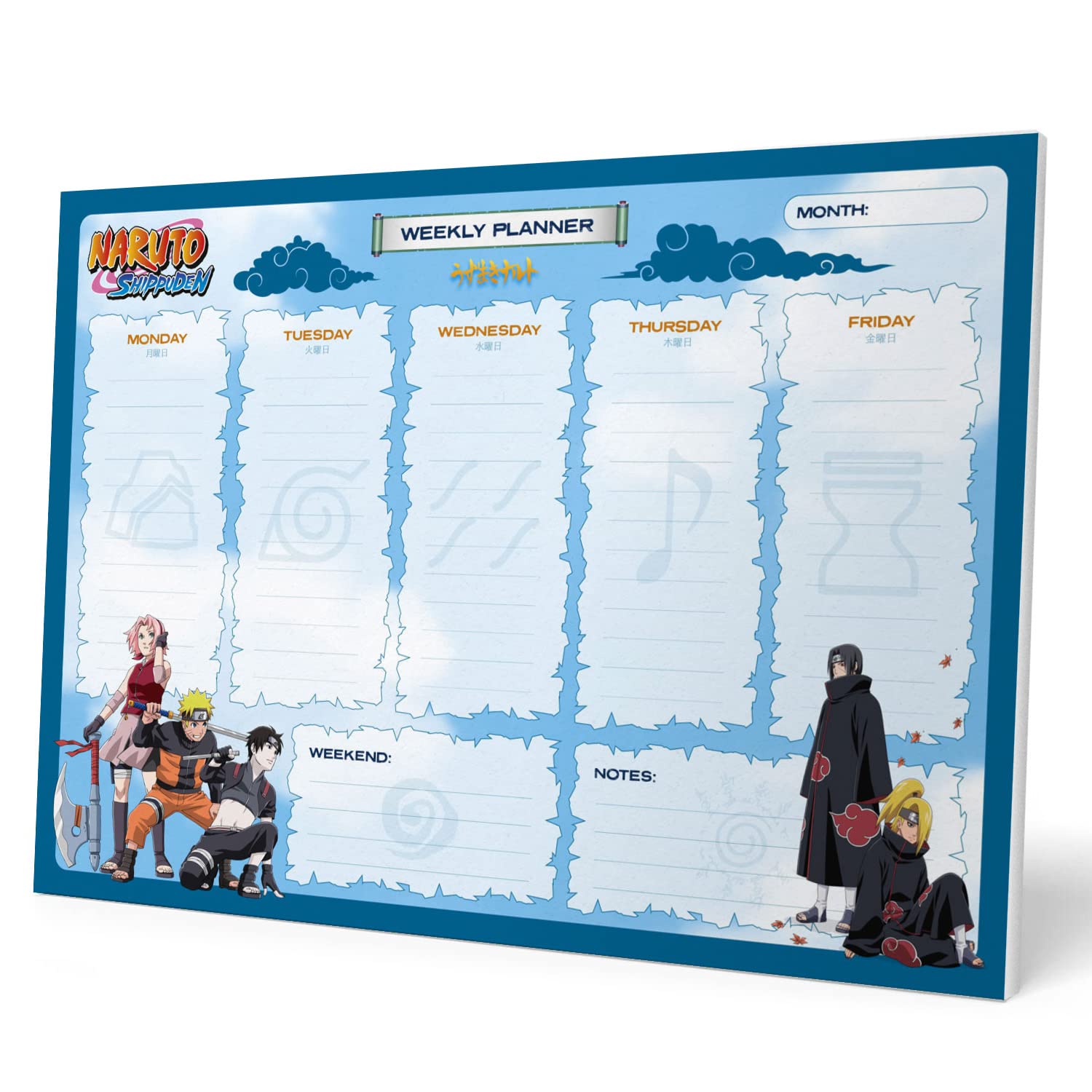 Grupo Erik Weekly Planner A4 - Naruto Manga | Undated Daily Planner Family, Desk Calendar, 54 Tear Off Pages Notepad | Naruto Shippuden Gifts Under 10 Pounds