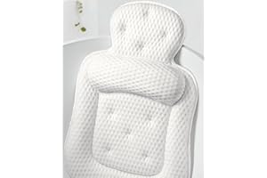 Bath Pillows for Tub, Comfortable Bathtub Cushion for Head and Neck with Soft 3D Mesh Fabric and 54 Non-Slip Suction Cups, Re