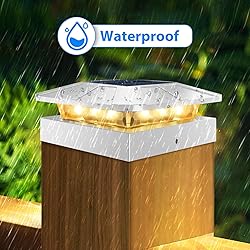 Peasur 4x4 Solar Post Cap Lights Outdoor with 3