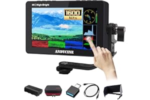 ANDYCINE A6 II 5.5 Inch 1600nits High BrightnessTouchscreen DLSR Camera Video Field Monitor Camera Focus Monitor Support Waveform 3D LUT,F970 External Plate(Battery,Carry Case Include Bundle)