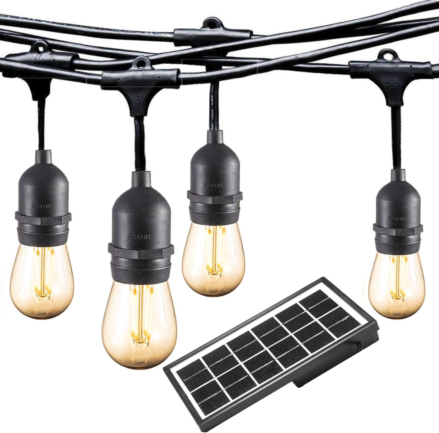 Ashialight Solar LED Outdoor String Lights with Large Solar Panel Heavy Duty Lights