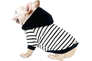 CHEERTAILS Small Dog Sweaters for Boys, Striped Dog Hoodie Dog Sweaters for Small Dogs Girl, Warm Fleece Dog Clothes Dog Sweaters for Frenchie Dogs and Cats for Fall Winter (S, Striped)