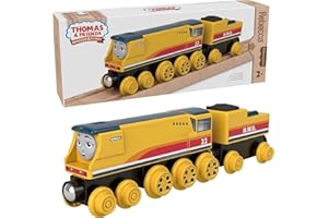 MATTEL Thomas & Friends Wooden Railway Toy Train Rebecca Push-Along Wood Engine & Coal Car for Toddlers & Preschool Kids Ages 2+ Years (Amazon Exclusive)