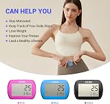 PULIVIA Pedometer 3D Step Counter with Clock Clip Lanyard Red view 5