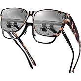 URUMQI Polarized Sunglasses Fit Over Glasses for Men Women, Oversized Square Shades UV400 Protection