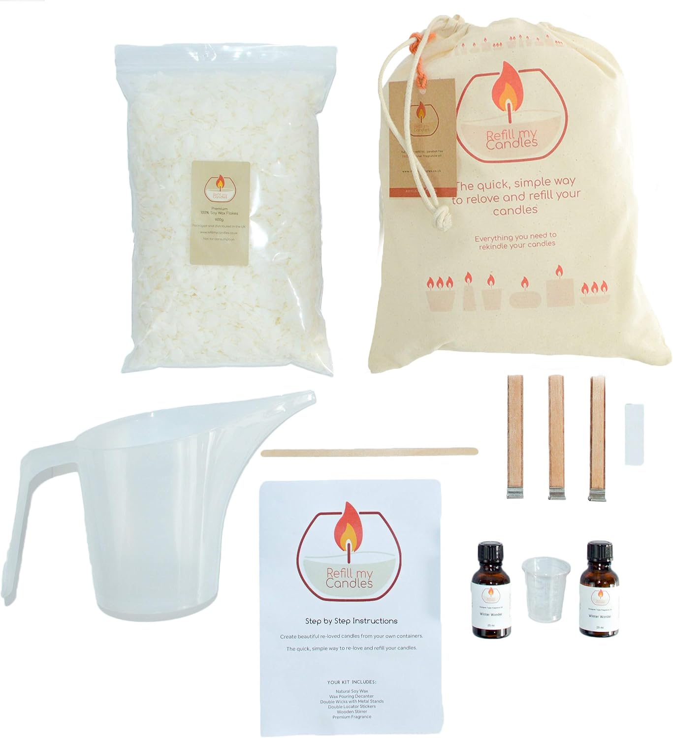 Luxury Scented Candle Making Kit, DIY Candle Kits for Adults 600gm Soy Wax, Container Candle Kit, Scented Oils, Woodwicks