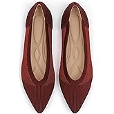 TINGRISE Women's Flats Shoes Pointed Toe Knit Ballet Comfortable Dressy Mesh Flat