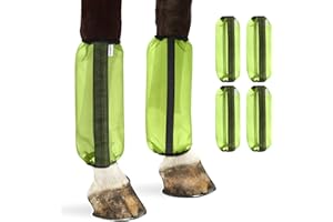 HAYSRMAN 4PCS Fly Boots for Horses, Non-Slip Breathable Horse Fly Boots,Comfy Mesh Horse Fly Leggings Prevents Flies and Mosquitoes from Biting (Green)